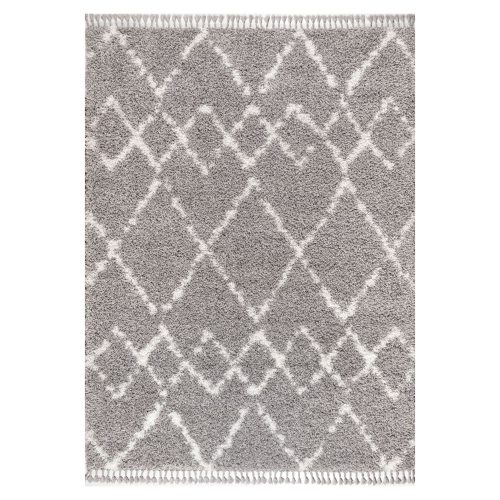 JONATHAN Y  Mercer Shag Plush Tassel Moroccan Tribal Geometric Trellis Area Rug