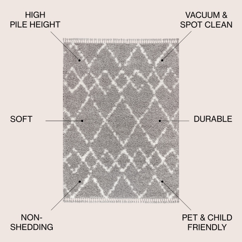 Mercer Shag Plush Tassel Moroccan Tribal Geometric Trellis Area Rug