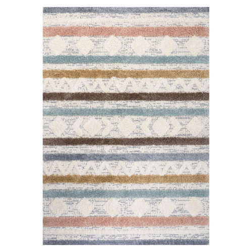 JONATHAN Y  Faiza Moroccan Striped Geometric High-Low Area Rug