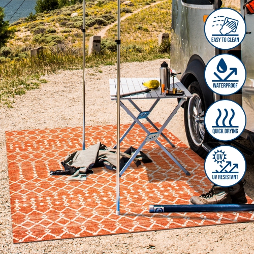 Tapis d'intérieur/d'extérieur à tissage géométrique texturé d'Ourika marocain