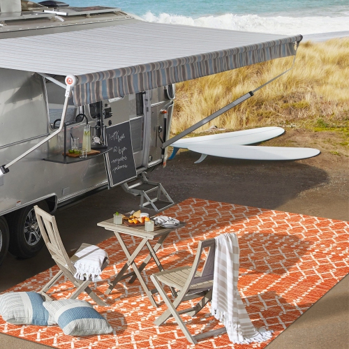 Tapis d'intérieur/d'extérieur à tissage géométrique texturé d'Ourika marocain