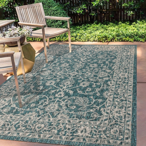 Palazzo Vine and Border Textured Weave Indoor/Outdoor Area Rug