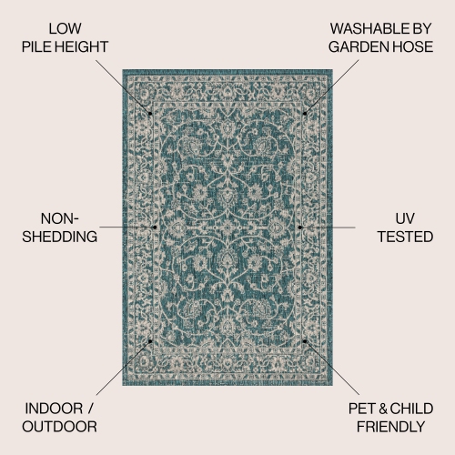 Palazzo Vine and Border Textured Weave Indoor/Outdoor Area Rug