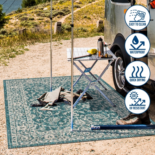 Palazzo Vine and Border Textured Weave Indoor/Outdoor Area Rug