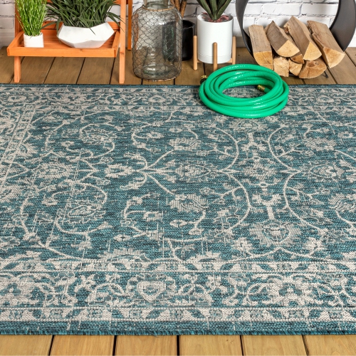 Palazzo Vine and Border Textured Weave Indoor/Outdoor Area Rug