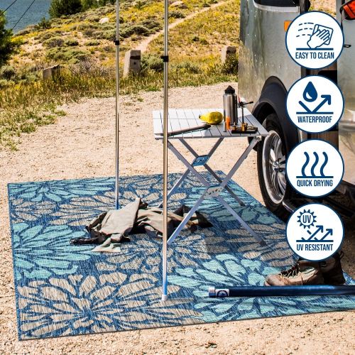 Zinnia Modern Floral Textured Weave Indoor/Outdoor Area Rug