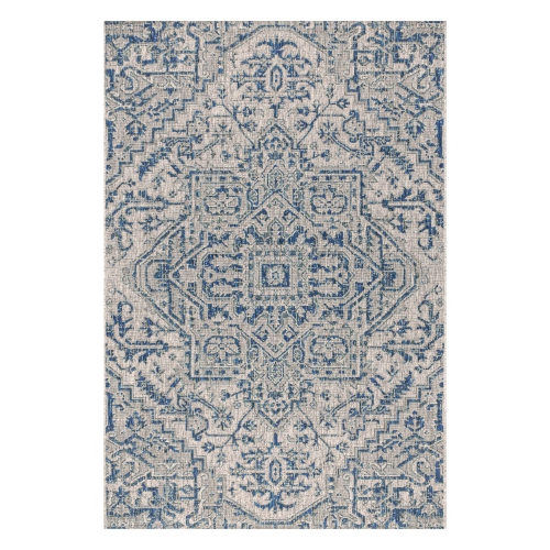 Tapis d'intérieur/d'extérieur à motif de médaillon de Bohemian Estrella, tissage texturé