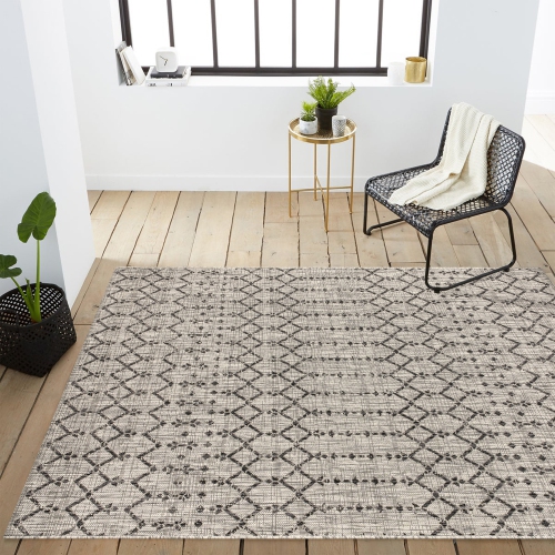 Ourika Moroccan Geometric Textured Weave Indoor/Outdoor Area Rug
