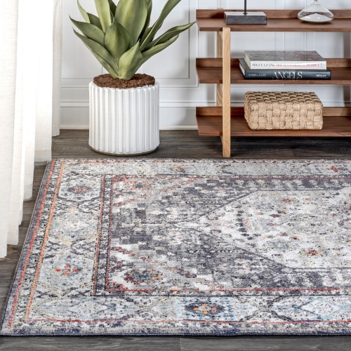 Tapis d'appoint à motif de médaillon Kesan Vintage