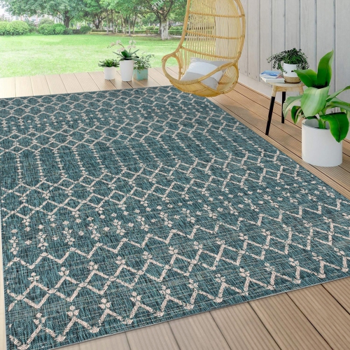 Ourika Moroccan Geometric Textured Weave Indoor/Outdoor Area Rug