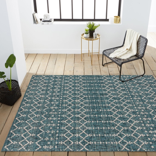 Ourika Moroccan Geometric Textured Weave Indoor/Outdoor Area Rug