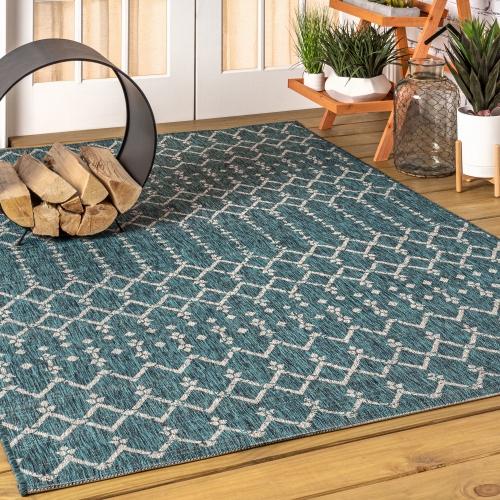 Ourika Moroccan Geometric Textured Weave Indoor/Outdoor Area Rug