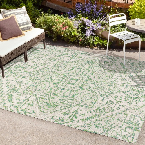 Estrella Bohemian Medallion Textured Weave Indoor/Outdoor Area Rug