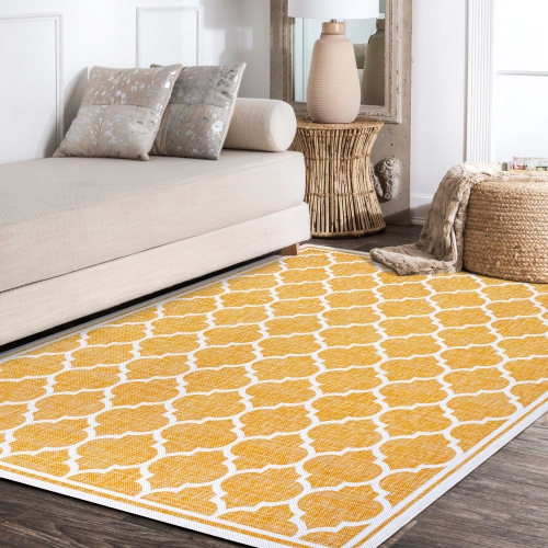 Trebol Moroccan Trellis Textured Weave Indoor/Outdoor Area Rug