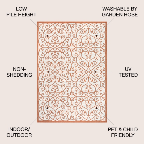 Madrid Vintage Filigree Textured Weave Indoor/Outdoor Area Rug