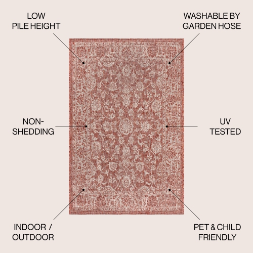 Tela Bohemian Textured Weave Floral Indoor/Outdoor Area Rug