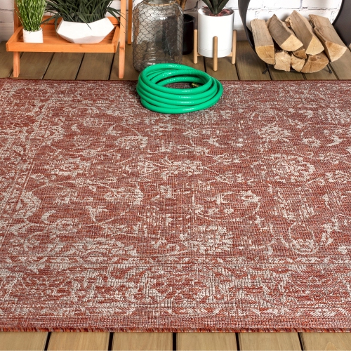 Tela Bohemian Textured Weave Floral Indoor/Outdoor Area Rug