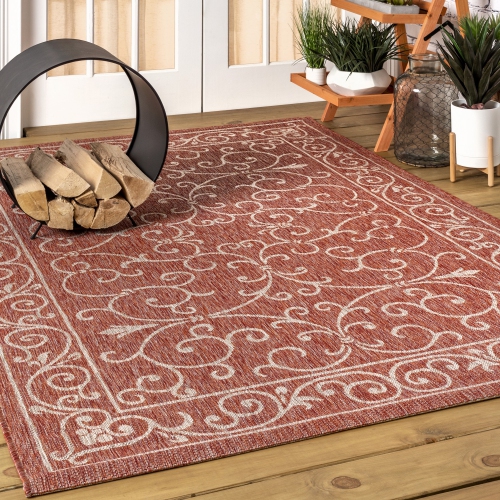 Charleston Vintage Filigree Textured Weave Indoor/Outdoor Area Rug