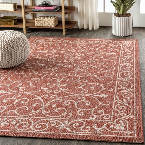 Charleston Vintage Filigree Textured Weave Indoor/Outdoor Area Rug