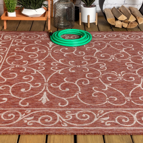 Charleston Vintage Filigree Textured Weave Indoor/Outdoor Area Rug