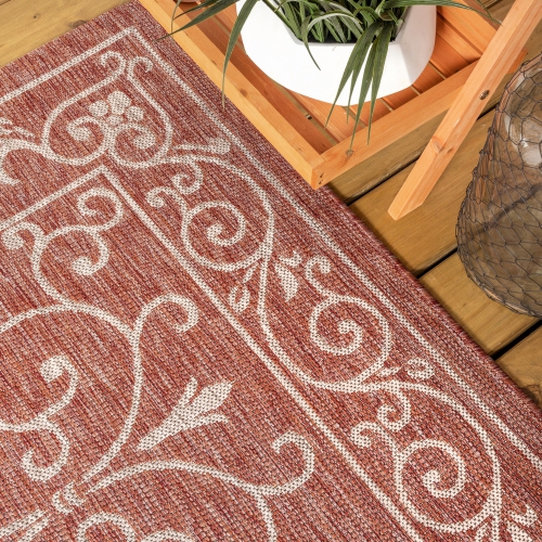 Charleston Vintage Filigree Textured Weave Indoor/Outdoor Area Rug