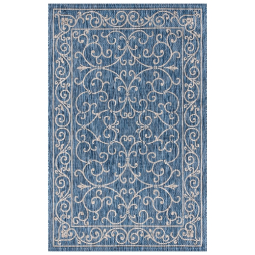 Tapis d'intérieur/d'extérieur à motif de filigrane texturé Charleston rétro