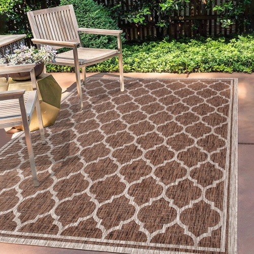 Trebol Moroccan Trellis Textured Weave Indoor/Outdoor Area Rug