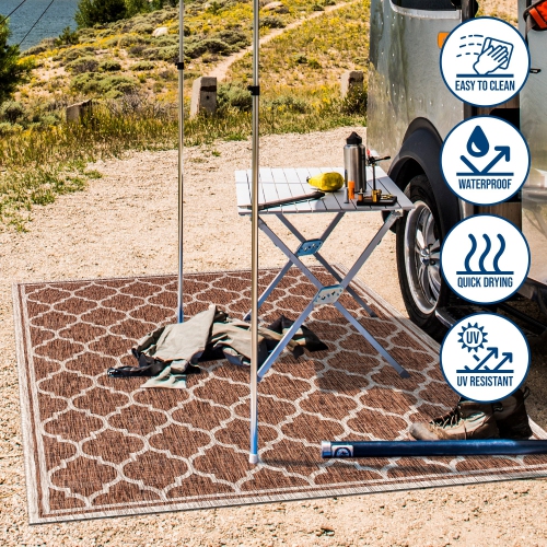 Trebol Moroccan Trellis Textured Weave Indoor/Outdoor Area Rug