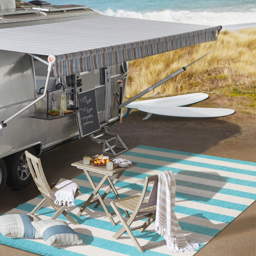 Negril Two Tone Wide Stripe Indoor/Outdoor Area Rug