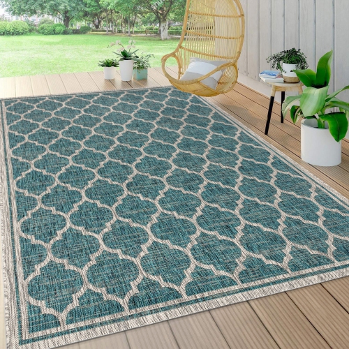 Trebol Moroccan Trellis Textured Weave Indoor/Outdoor Area Rug