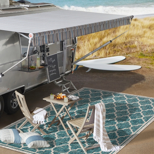 Trebol Moroccan Trellis Textured Weave Indoor/Outdoor Area Rug