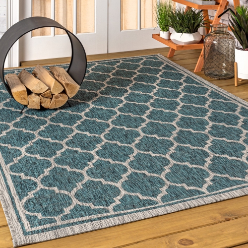 Trebol Moroccan Trellis Textured Weave Indoor/Outdoor Area Rug
