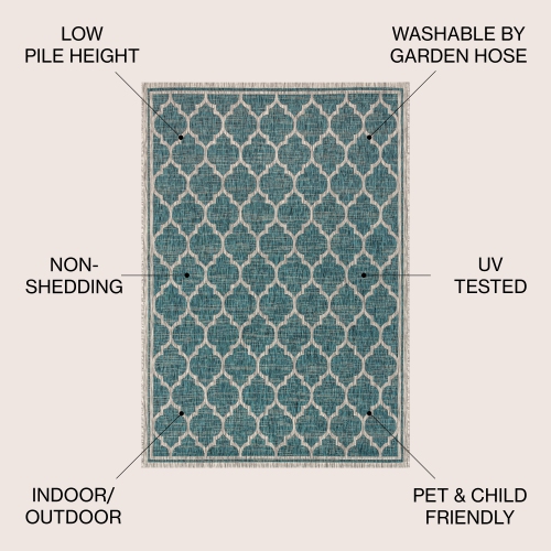 Trebol Moroccan Trellis Textured Weave Indoor/Outdoor Area Rug