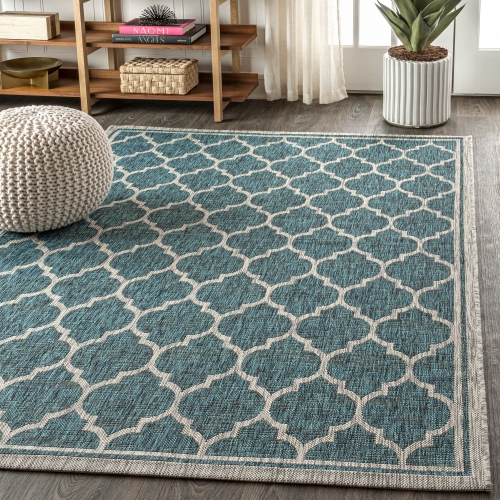 Trebol Moroccan Trellis Textured Weave Indoor/Outdoor Area Rug