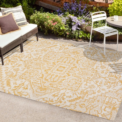 Estrella Bohemian Medallion Textured Weave Indoor/Outdoor Area Rug