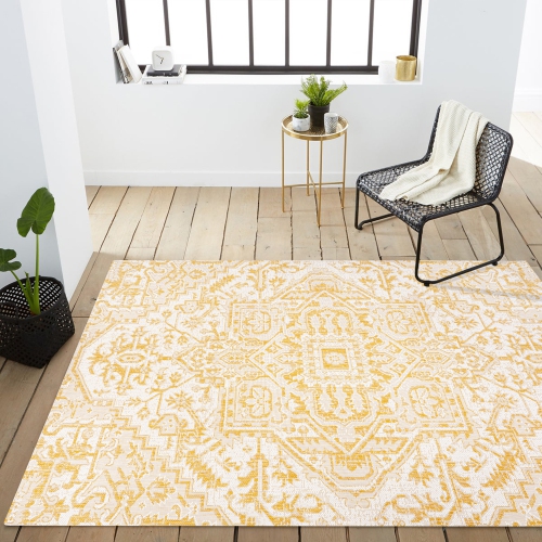 Estrella Bohemian Medallion Textured Weave Indoor/Outdoor Area Rug