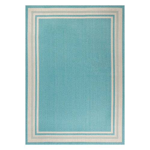 Tapis moderne à bordure rayée pour l'intérieur et l'extérieur James