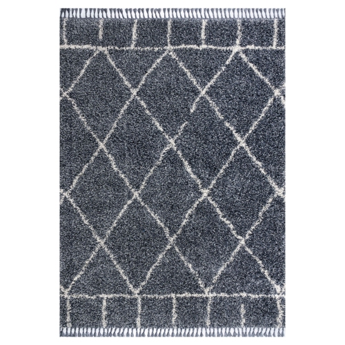 Mercer Shag Plush Tassel Moroccan Geometric Trellis Area Rug