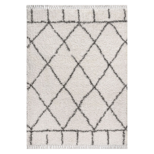 Mercer Shag Plush Tassel Moroccan Geometric Trellis Area Rug