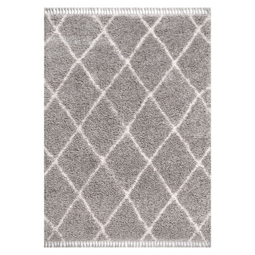 JONATHAN Y  Gabrielle Mercer Shag Plush Tassel Moroccan Geometric Trellis Area Rug