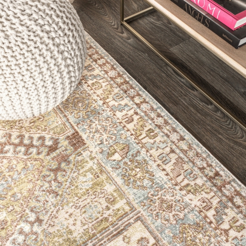 Darija Ornate Geometric Medallion Area Rug