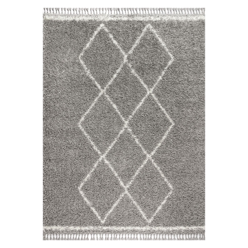 JONATHAN Y  Beautiful Mercer Shag Plush Tassel Moroccan Tribal Geometric Trellis Area Rug