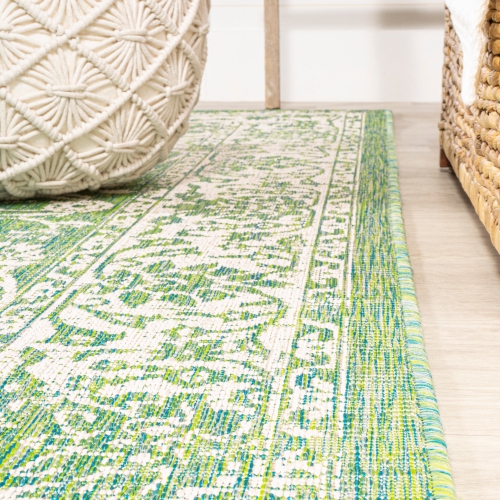 Tapis intérieur/extérieur en tissu tressé texturé style bohémien de Tela