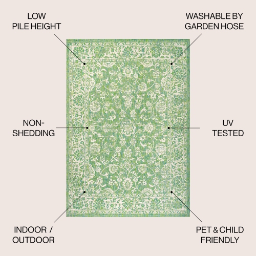 Tela Bohemian Textured Weave Floral Indoor/Outdoor Area Rug