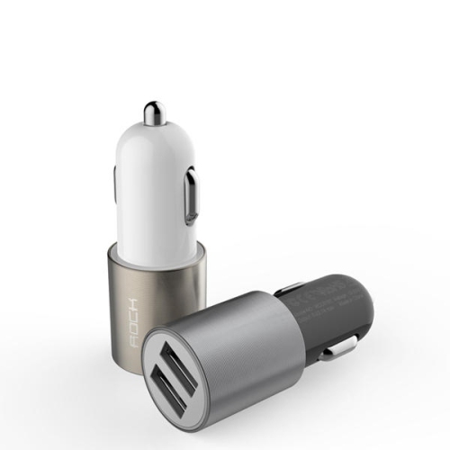 Chargeur d'auto 2,1&nbsp;A à deux ports USB DEL de ROCK Motor pour téléphone cellulaire