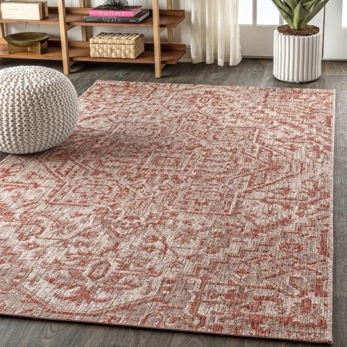 Estrella Bohemian Medallion Textured Weave Indoor/Outdoor Area Rug