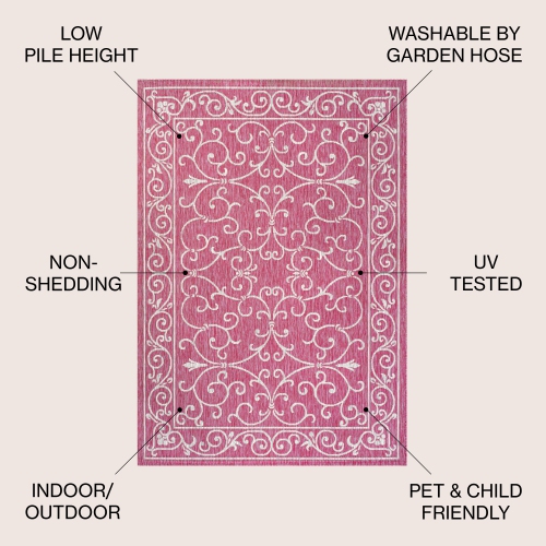Charleston Vintage Filigree Textured Weave Indoor/Outdoor Area Rug