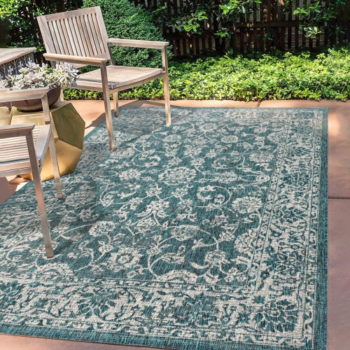 Tela Bohemian Textured Weave Floral Indoor/Outdoor Area Rug