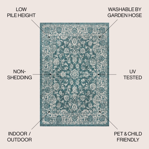 Tela Bohemian Textured Weave Floral Indoor/Outdoor Area Rug