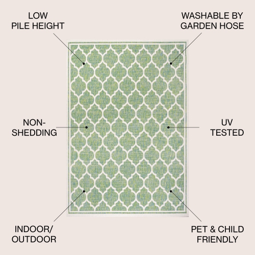 Tapis d'intérieur/d'extérieur Trebol Moroccan Trellis Textured Weave